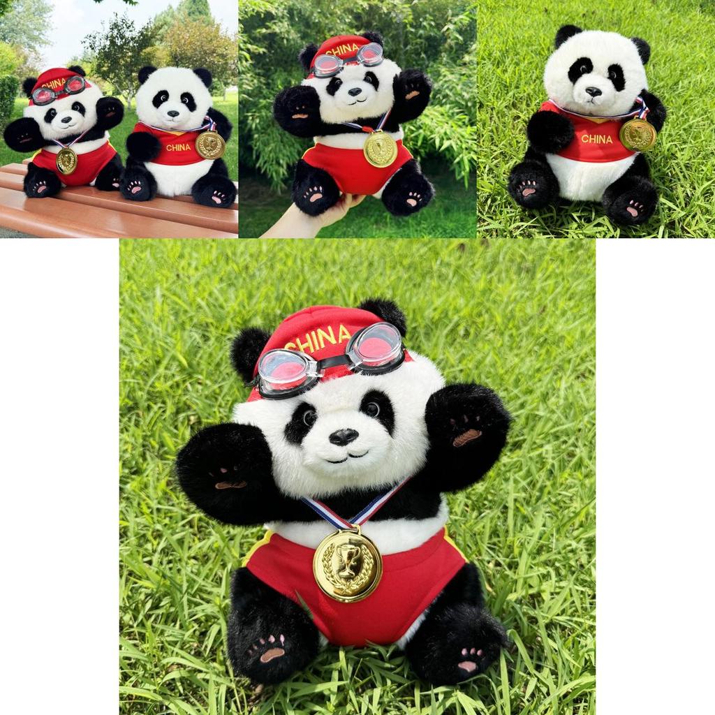 Entzückendes Champion Panda Plüschtier Realistisches Kuscheltier Weicher Plüsch 30cm