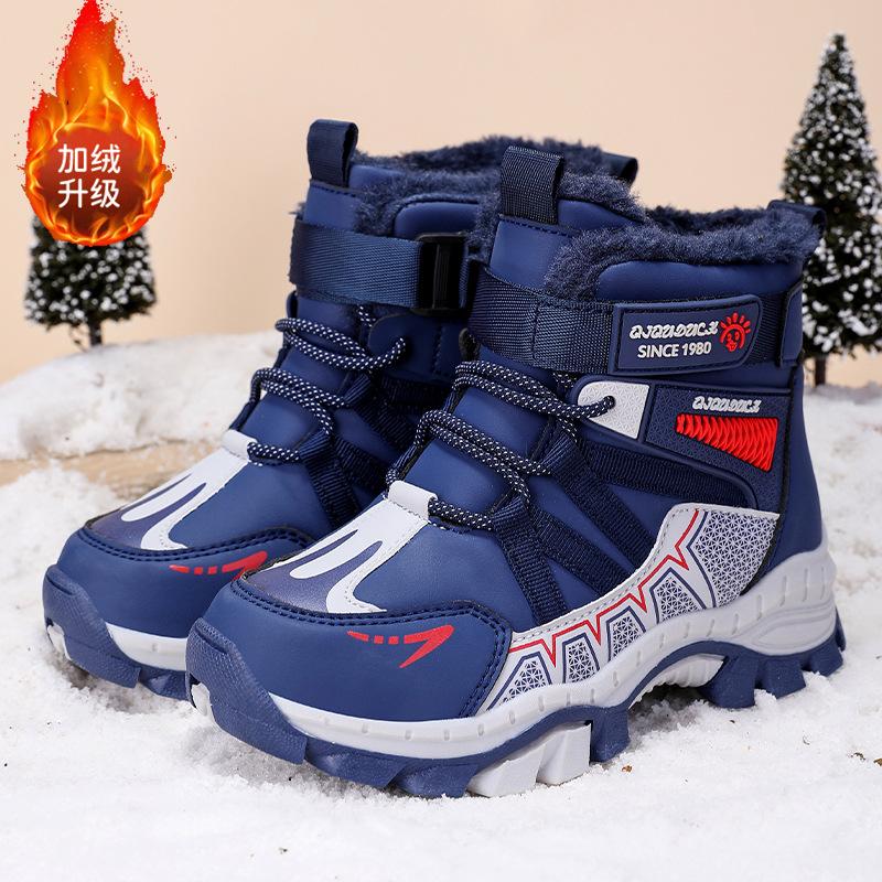 Boys' Northeastern Snow boots2026New Winter Collection: Fleece-lined, Thickened, High-top, Oversized Cotton Boots for Boys, Designed for Outdoor Use