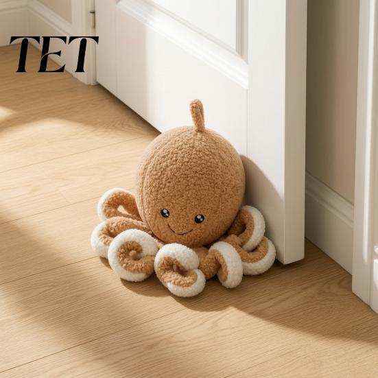 Child Proof Door Stop Plush Octopus Decorative Doorstop, Weighted Fabric Stopper for Home Marine Themed Wedge Office, Ocean Animal Floor Holder