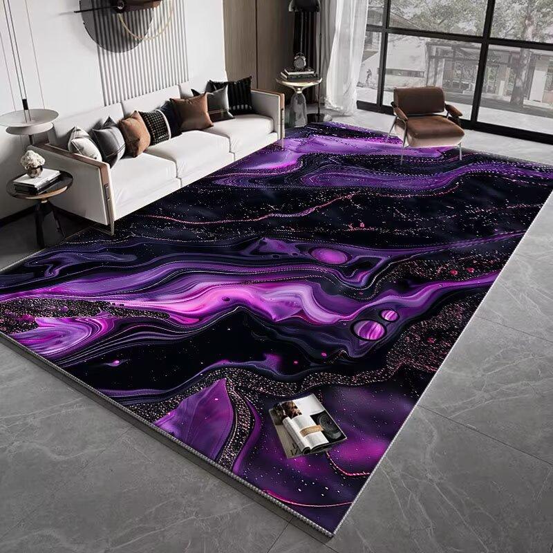 Modern Abstract Blackish Purple Living Room Decor Rug Light Luxury Big Size Gaming Room Carpet Soft Antiskid Tatami Mat Washable