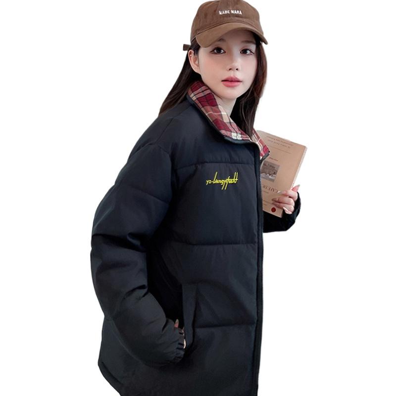 

Зимняя Новинка Стойка Воротник Сращивание Полосатая Хлопковая Одежда Корейская Версия Свободный Иностранный Стиль Простые Хлопковые Куртки XXXL чёрный