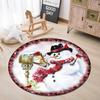 Merry Christmas Round Area Rugs Indoor Cartoon Snowman Throw Circle Rug Entryway Doormat Floor Carpet for Bedroom Living Room