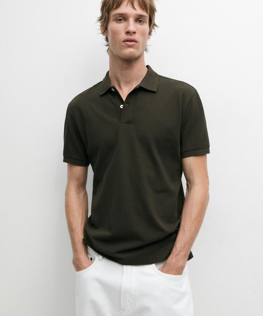 Masimodutti Microtextured Cotton Pique Polo Shirt