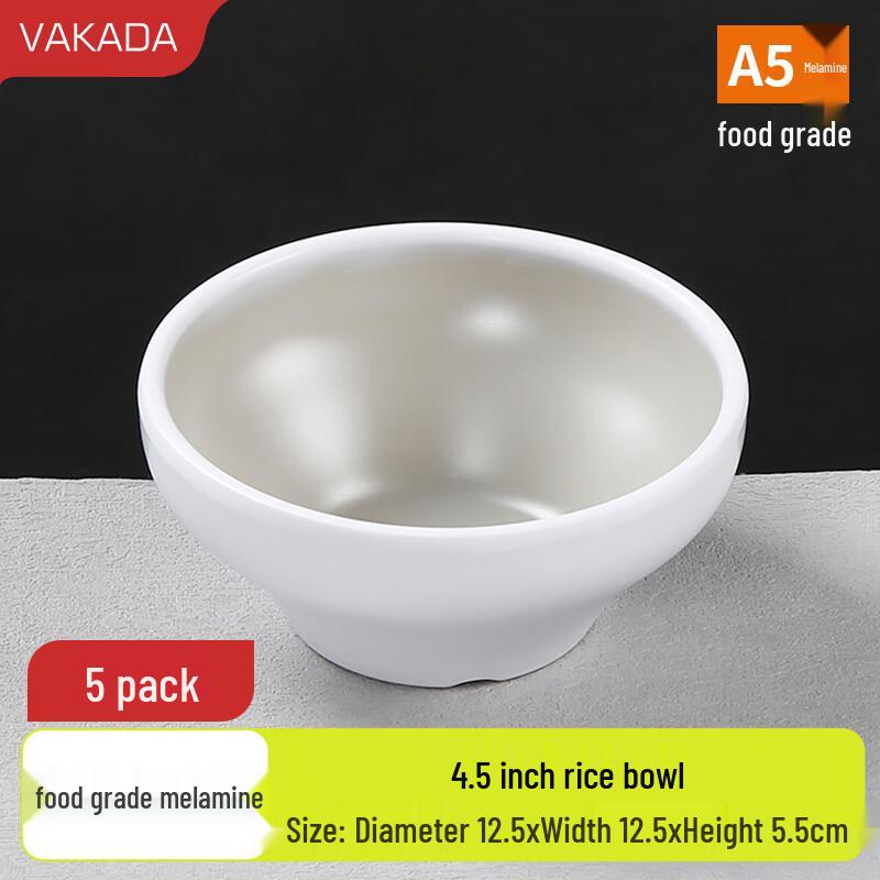 VAKADA Round Melamine Serving Bowls (5-Pack)