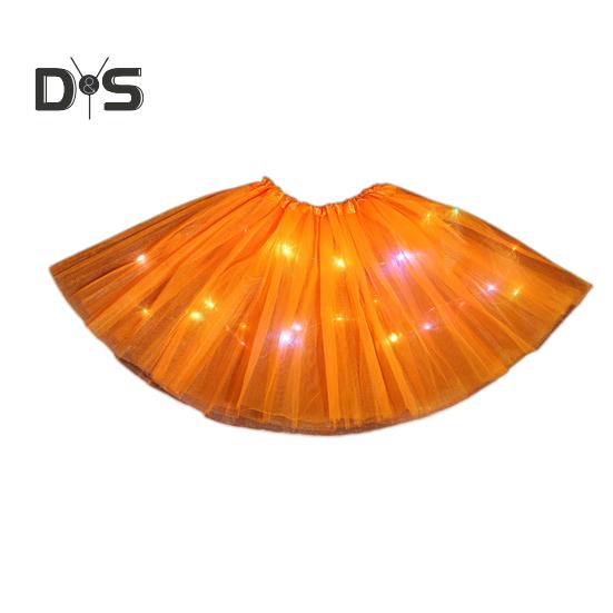 LED Light-Up Women Mesh Skirt Elastic Waist Illuminated Skirt Stage Show Colorful Gauze Skirt Multi Layer Full Mesh Skirt