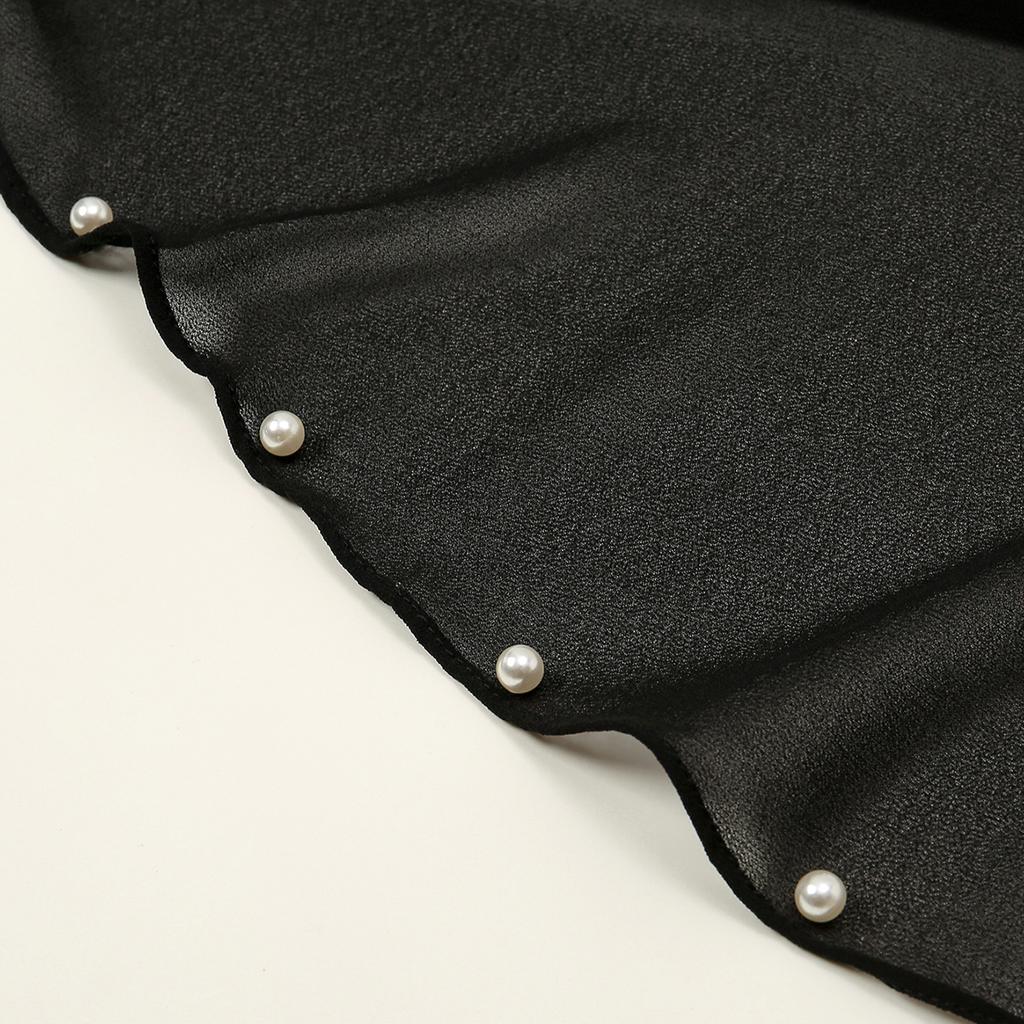New Chiffon Scarf Shawls With Pearls Solid Color Beach Sarong Sunscreen Shawl Thin Soft Party Shawl For Women
