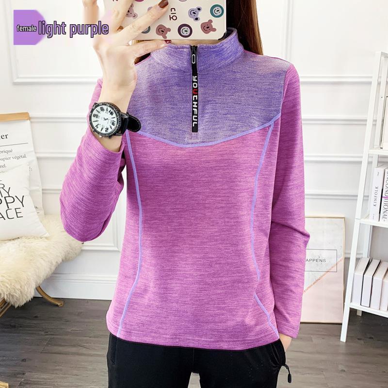 Plus Size Women's Stretch Velvet Fleece Stand-Up Collar Sweatshirt for Autumn/Winter