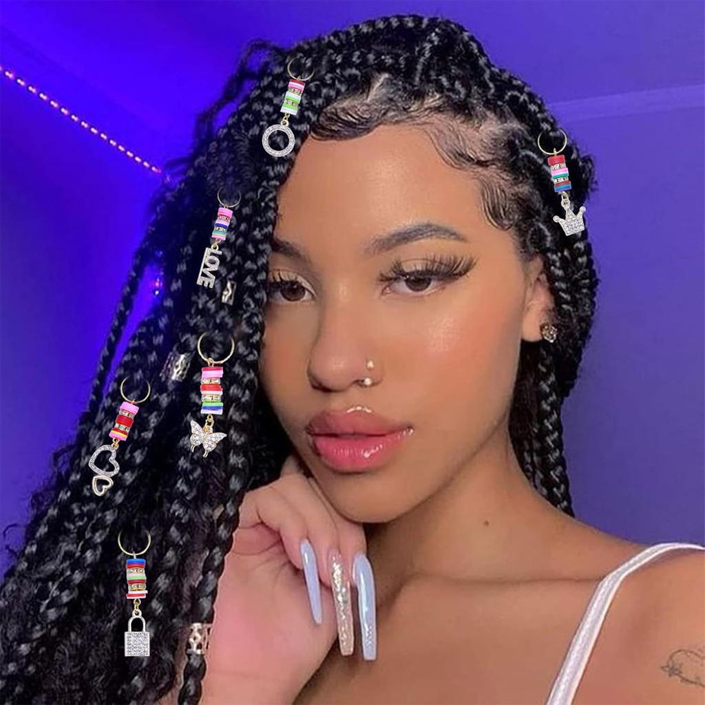 Rhinestones Dreadlock Bead Hair Beads Loose Hair Jewelry For Halloween Braid Clip Hair Rings Hair Clip Braid Rings