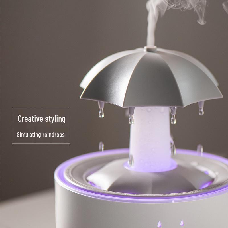 Rotating Umbrella Aroma Diffuser: Large Mist Humidifier with Seven-Color Lights & Remote Control