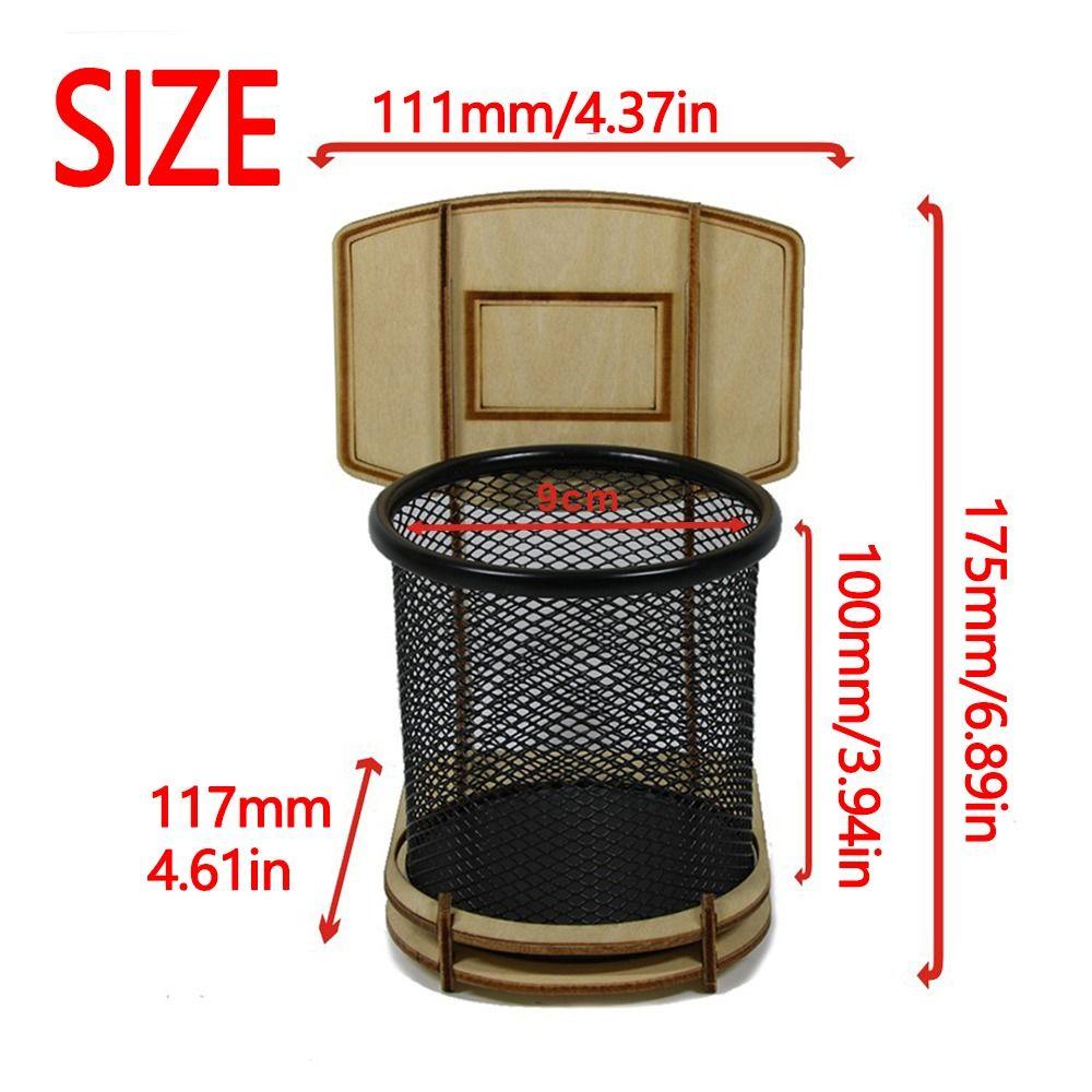 Household Mesh Pen Holder Wooden Frame Cosmetic Brushes Shelf  Table Storage Supplies