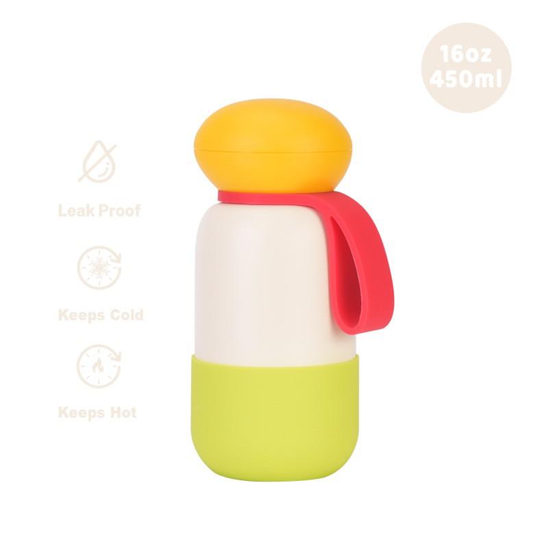 Borraccia da Viaggio Termica Sottovuoto in Acciaio Inossidabile da 450ml con Anello Maniglia per Sport all'Aperto, Ufficio, Campeggio