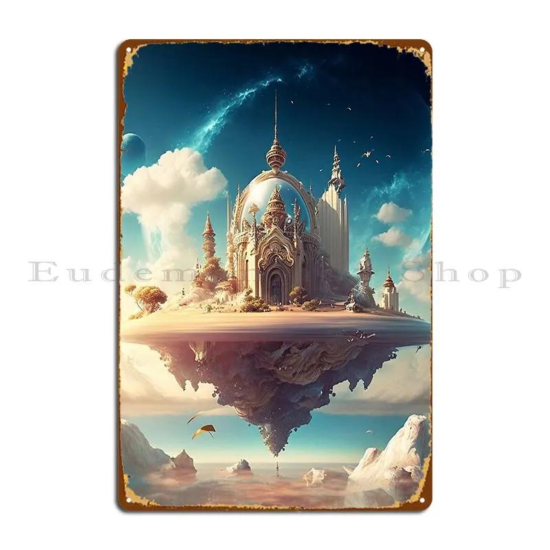 House On A Floating Island Metal Signs Club Printed Plates Cave Wall Plaque Tin Sign Poster