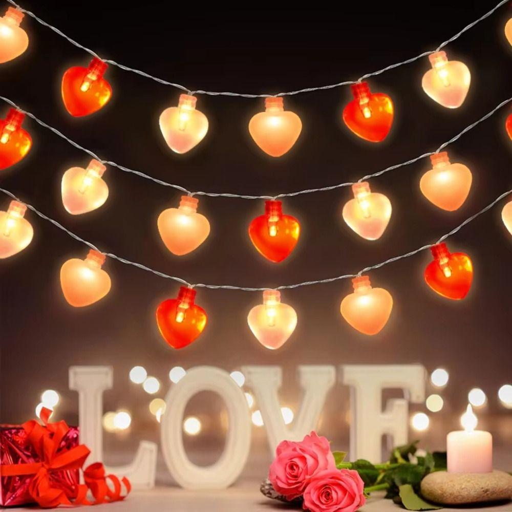 Battery Operated Love Heart Fairy Light Garland Romantic LED Valentines Day Decor  Party Decoration