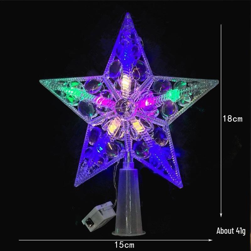 Christmas Transparent Luminous Star Tree Topper - Light-up Five-Pointed Decoration