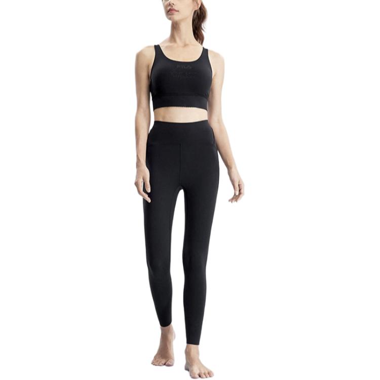 FILA 2023 Summer New Basic Solid Color Knitted Leggings Women leggings Black A11W321617F-BK