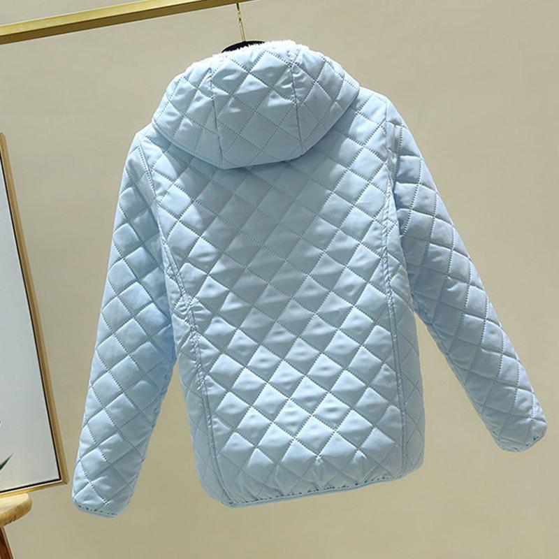 Pluszowa ocieplana kurtka z kapturem z bawełny Odzież zimowa dla kobiet Płaszcz z jagnięcego aksamitu Kurtka z bawełny z wypełnieniem