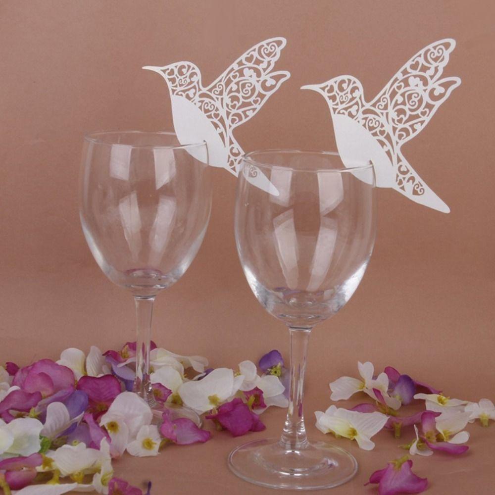 

Wedding Hollowed Out Love Laser Christmas Day Cup Card Decoration Card Name Place Cards Seat Card Gold-Bird
