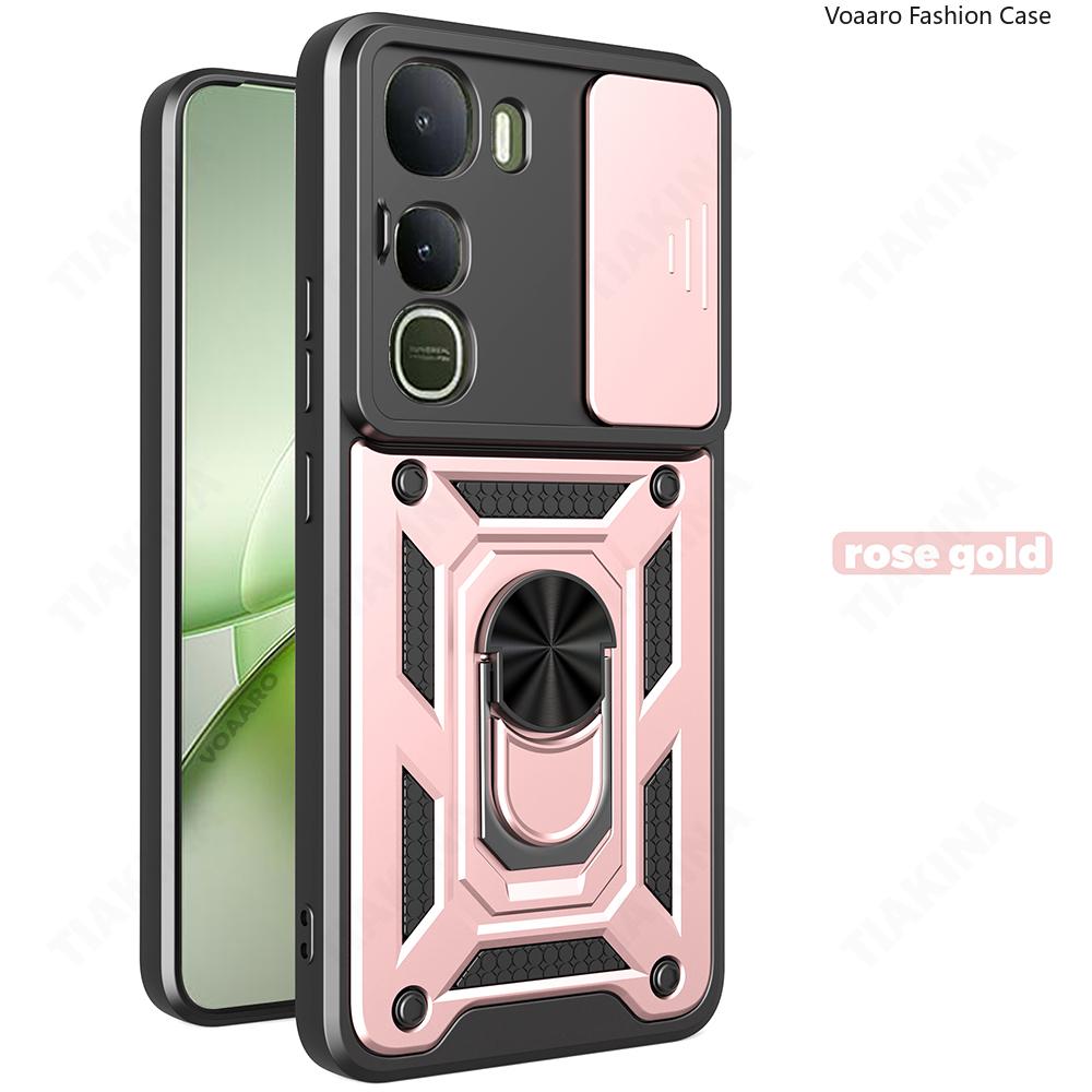 Slide Lens Armor Funda for Vivo Y400 5G Global Case for Vivo Y400 5G Case Magnetic Ring Stand Holder Cover Shockproof Capa
