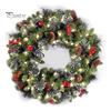 Durable Festive Garland Christmas Wreath with Light Frosted Artificial Berries And Pine Frost Branch Decoration Cones for Front Door Window