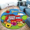 Mr. Men Little Miss Custom Name Round Area Rug,Carpet Rug for Living Room Bedroom Sofa Playroom Decor,Non-slip Floor Mat