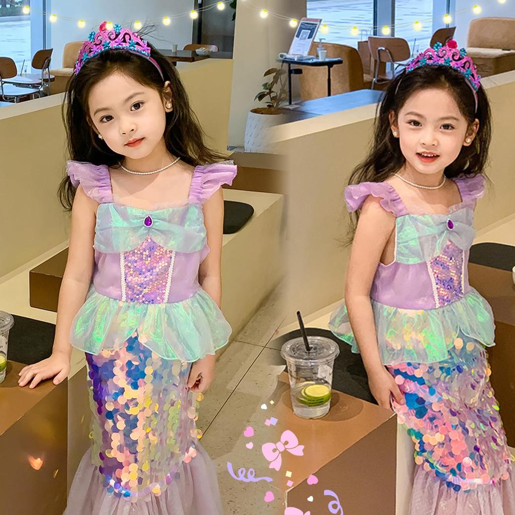 Agture Mermaid Dress for Perfect for Princess Birthday and Christmas Includes Ariel-Style Kids, Halloween, Costumes, Girls, Gifts, Parties,