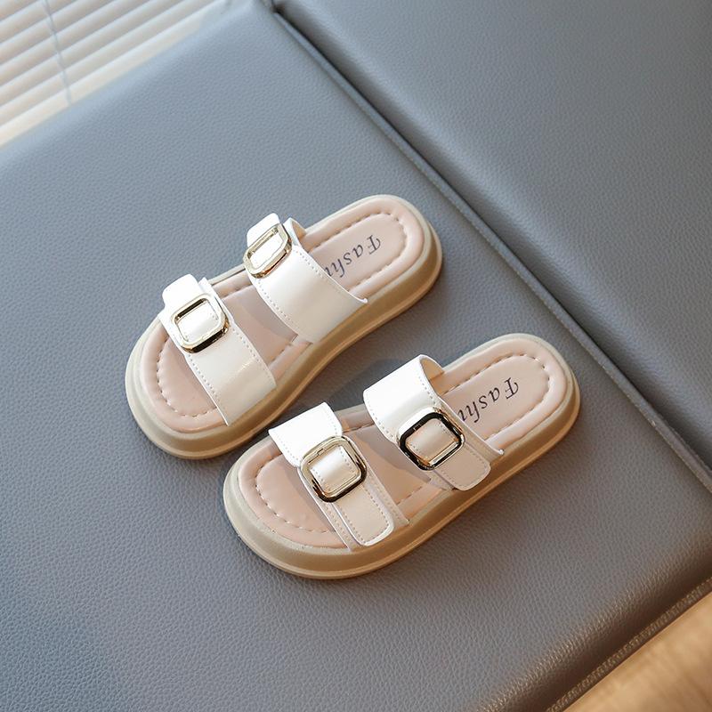 Kids Slippers Outdoors Korean Style Slip-on Boys Girls Sandals Breathable 2025 Summer Children Beach Shoes Soft Sole Non-slip