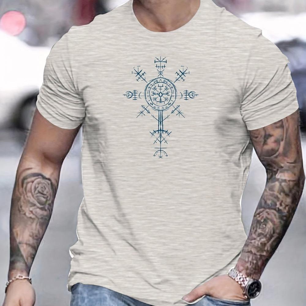 Men's Viking Norse Mythical T-shirt - Lightweight Round Neck T-shirt, Suitable for Daily Formal Wear - Breathable Summer Shirt