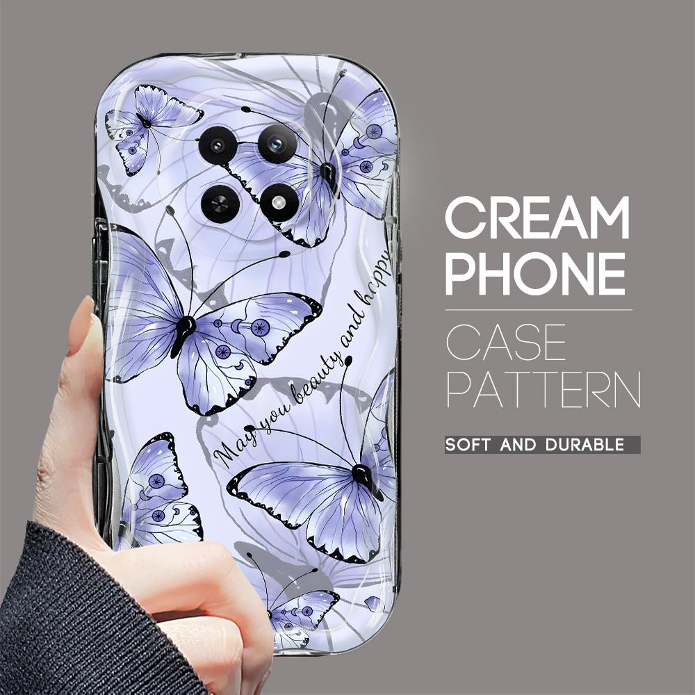 Cartoon Pattern Cream Texture Casing Wavy Edge Soft Silicone Cover Phone Case for OPPO Reno Realme OnePlus Vivo