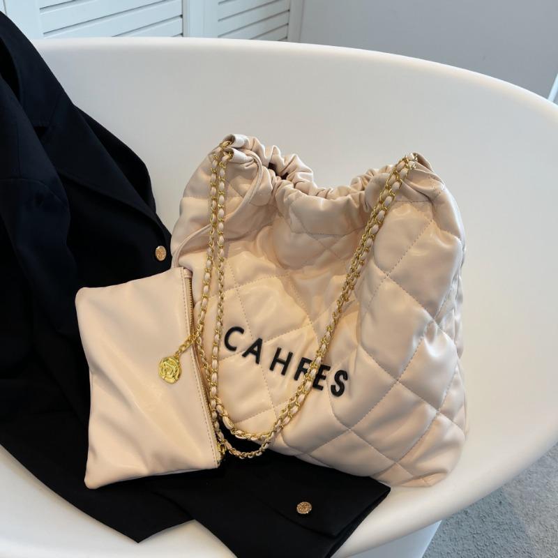 

Large capacity tote bag women s new diamond letter chain shoulder messenger bag fashionable tote bag белый