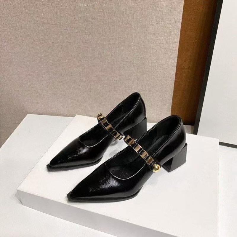 French Pointed Toe Mary Jane Single Shoes Women's 2025 Fall New Shallow Mouth Block Heel Pump Shoes