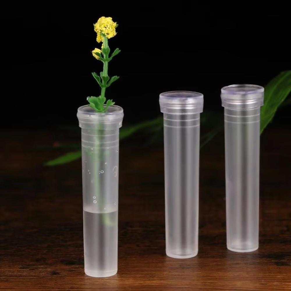 100Pcs Transparent Plastic Flower Preservation Pipe with Caps Nutritional Flower Tube  Flowers Decor