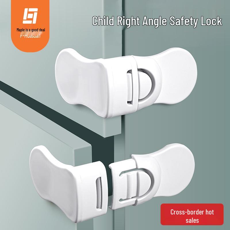 Baby Safety Right Angle Drawer Lock with Anti-Pinch Protection - No Drill Required