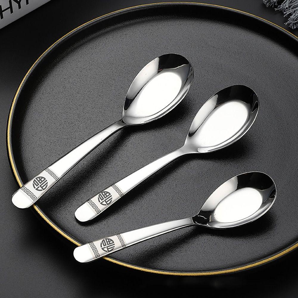 

Curved Handle Soup Spoons S/M/L Dessert Spoon Creative Coffee Spoon for Kitchen Tools S