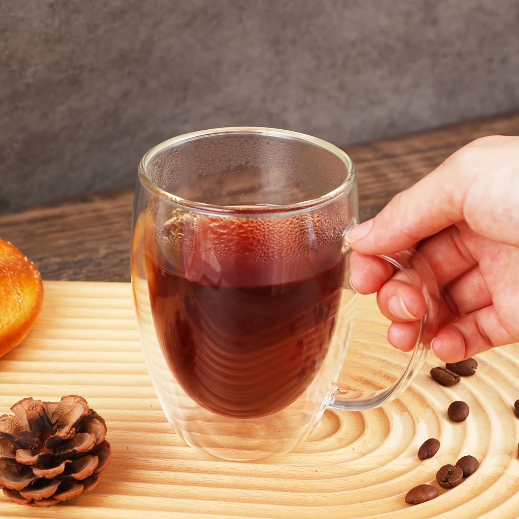 4 Stück doppelschichtige Gläser, isolierte Wasserbecher, Borosilikatgläser, Kaffeetassen, Milchtassen, Teetassen, Heißwassertassen, mundgeblasen, 275 ml/9,5 oz, 375 m