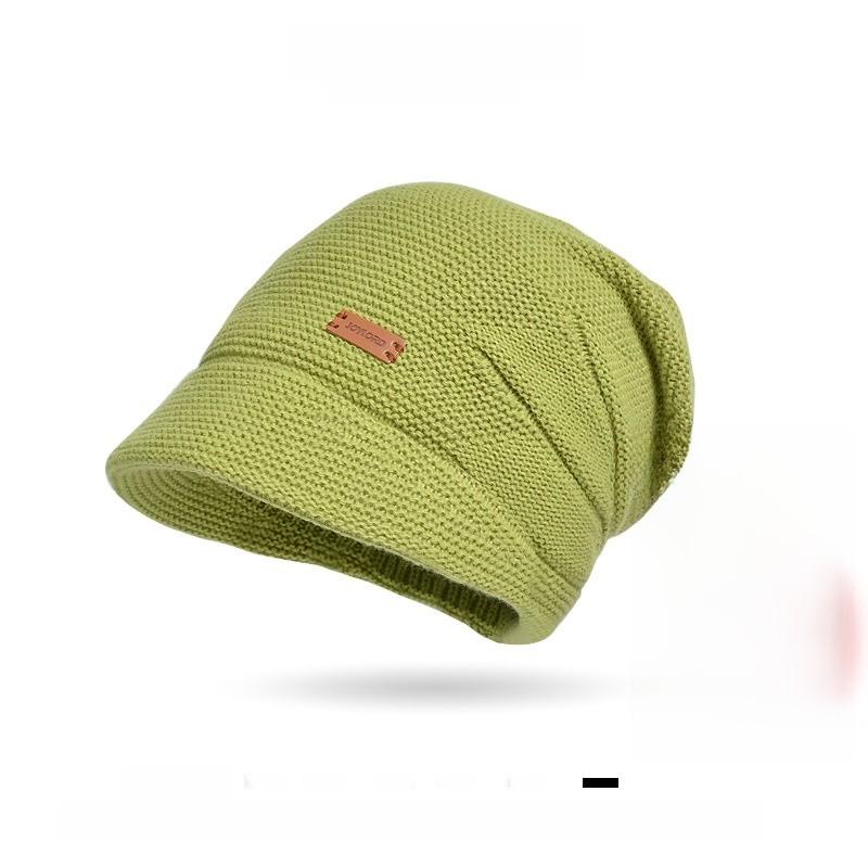 Knit Winter Beanie Hat For Women With Wide Brim And Earmuff Style For Outdoor Warmth Avocado Green