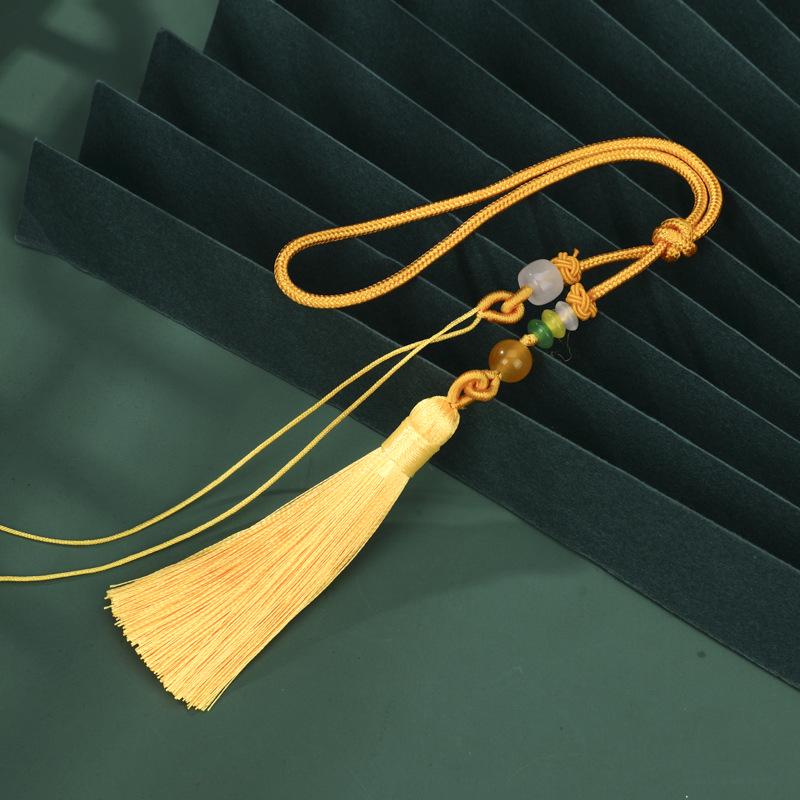 Exquisite Pearl and Jade Tassel Ornament with Pull Ring