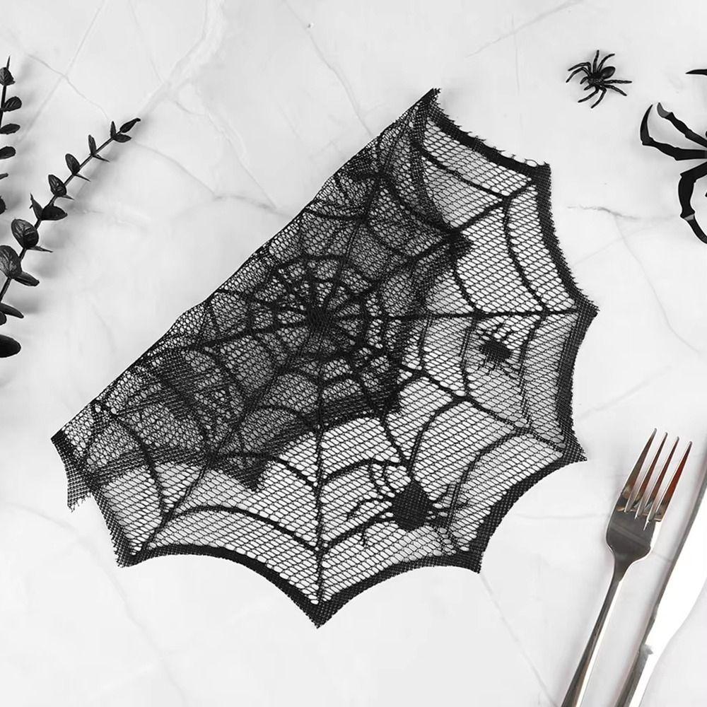 Polyester Spider Web Table Mat 30cm Halloween Placemats Decorative Cup Plate Mats for Home