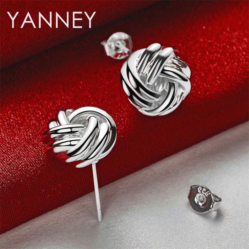 Stylish 925 Sterling Silver Delicate Braided Knotted Round Women's Earrings - Engagement Jewelry Party Accessories