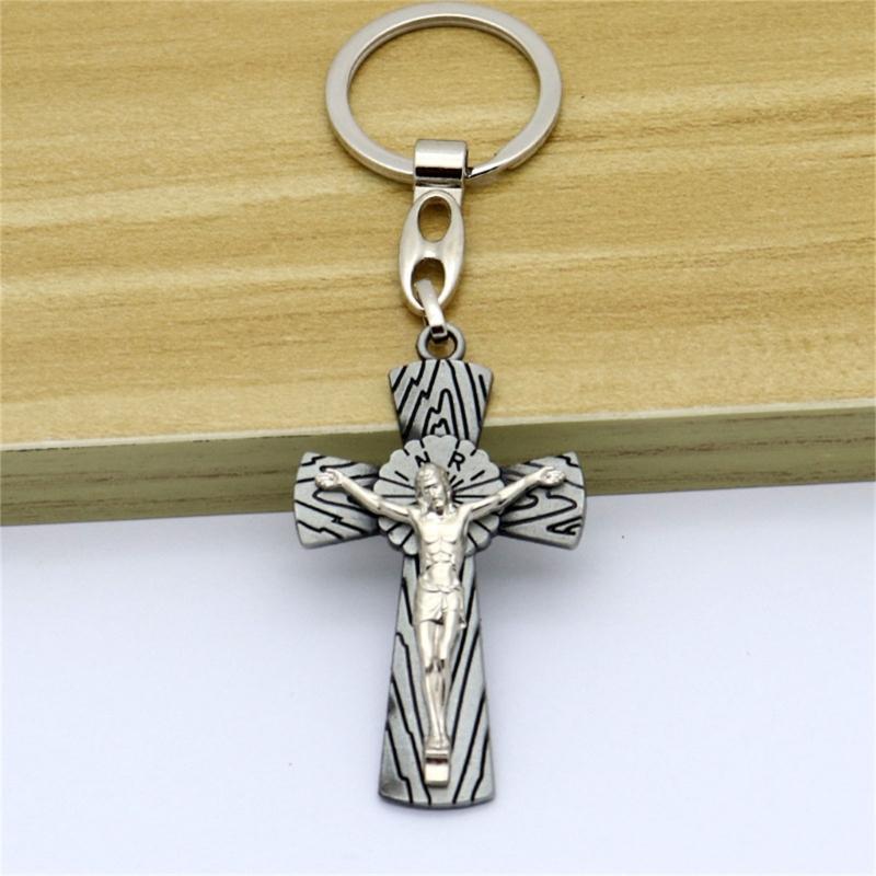Cross Keychains Key Rings Religious KeyChains For DIY Car Hanging Simple Jewelry Handmade Gift