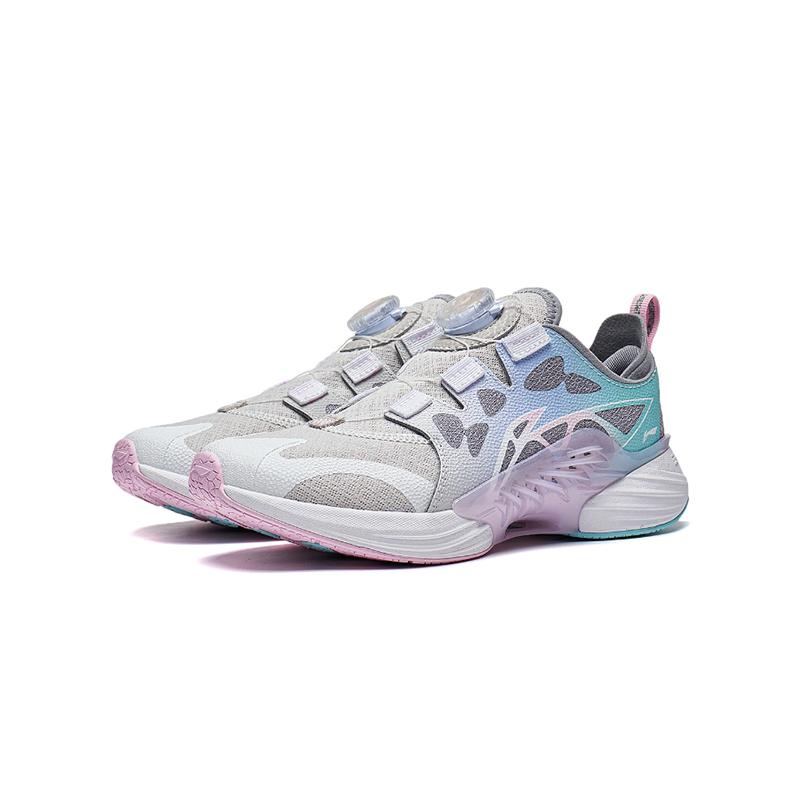 Li Ning Childrens Canglan 2.0 Comfortable Versatile Non-Slip Wear-Resistant Running Shoes Kids Running Shoes Gray White Blue YKFT058-2