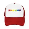 Pride Hearts Trucker Caps Unisex Women Vintage LGBT Pride  Mesh Baseball Caps Polyester Breathable Fishing Hat