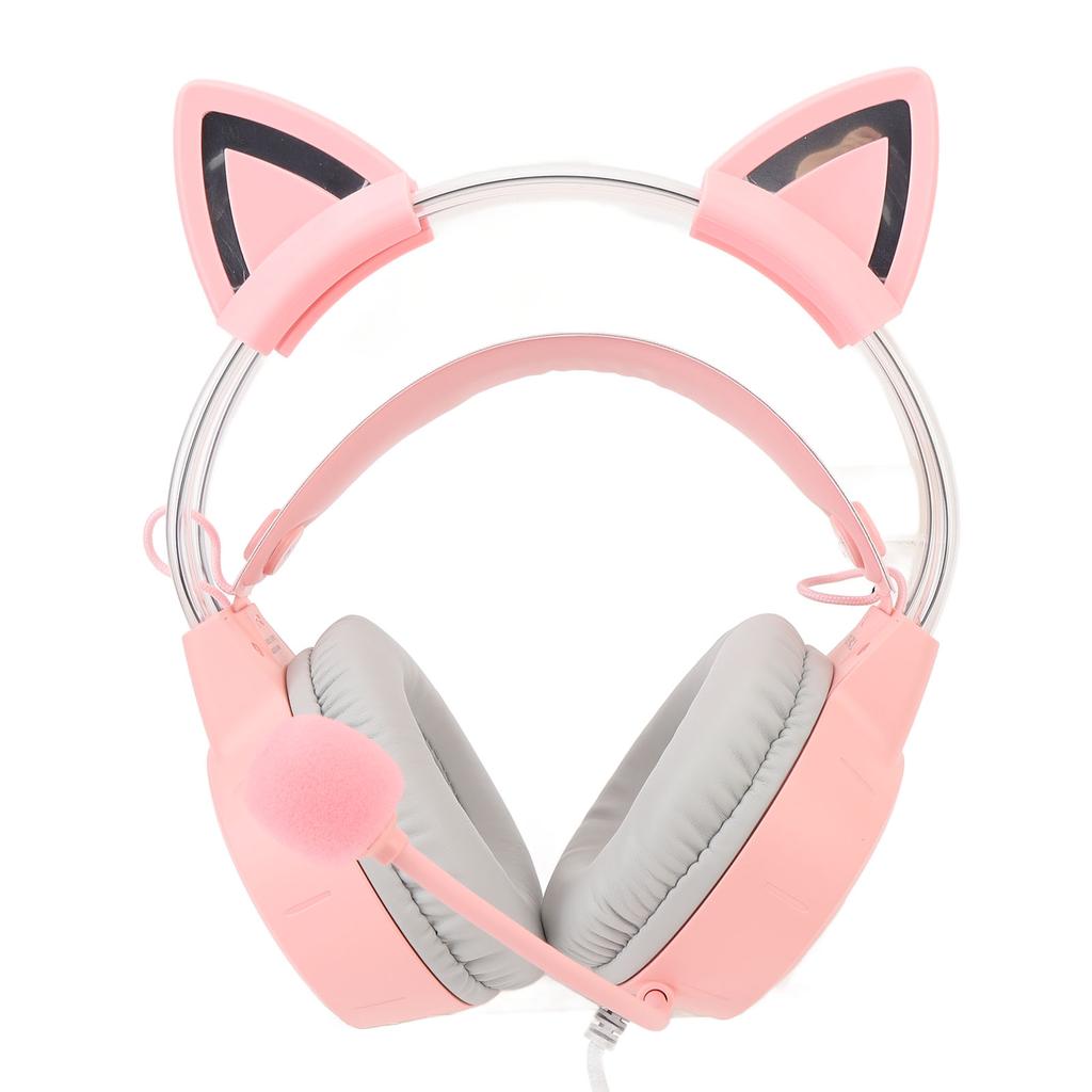 Cat Ear Gaming Headset Roseate RGB Light Adjustable Headband Wired Gaming Headphone with Mic for PC Laptop Game Console