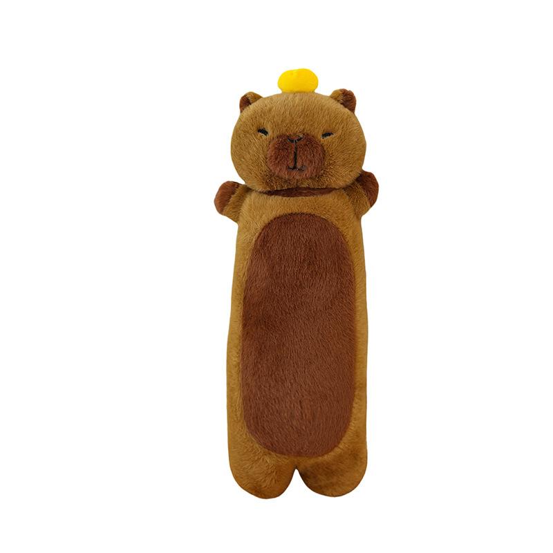 Long Kapibara Throw Pillow Top Orange Capybara Doll Plush Toy Children Sleeping Rag Doll