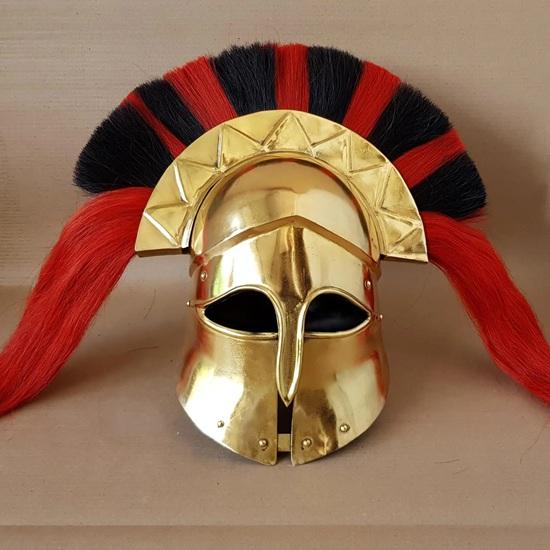 Medieval Greek Corinthian Helmet With Plume Spartan Helmet Prop Replica Roleplay Cosplay Gift Item