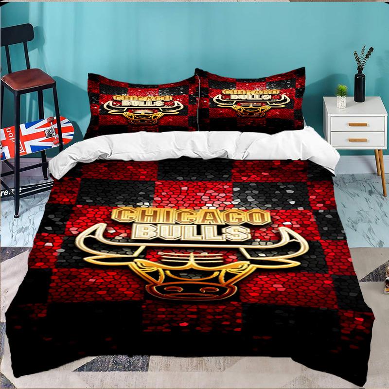 Red Bulls Basketball 3PCS Bedding set,Ideal for 1pc Duvet Cover And 2pcs Pillowcases Perfect for Fan gift,Ideal for Bedroom, Dormitory