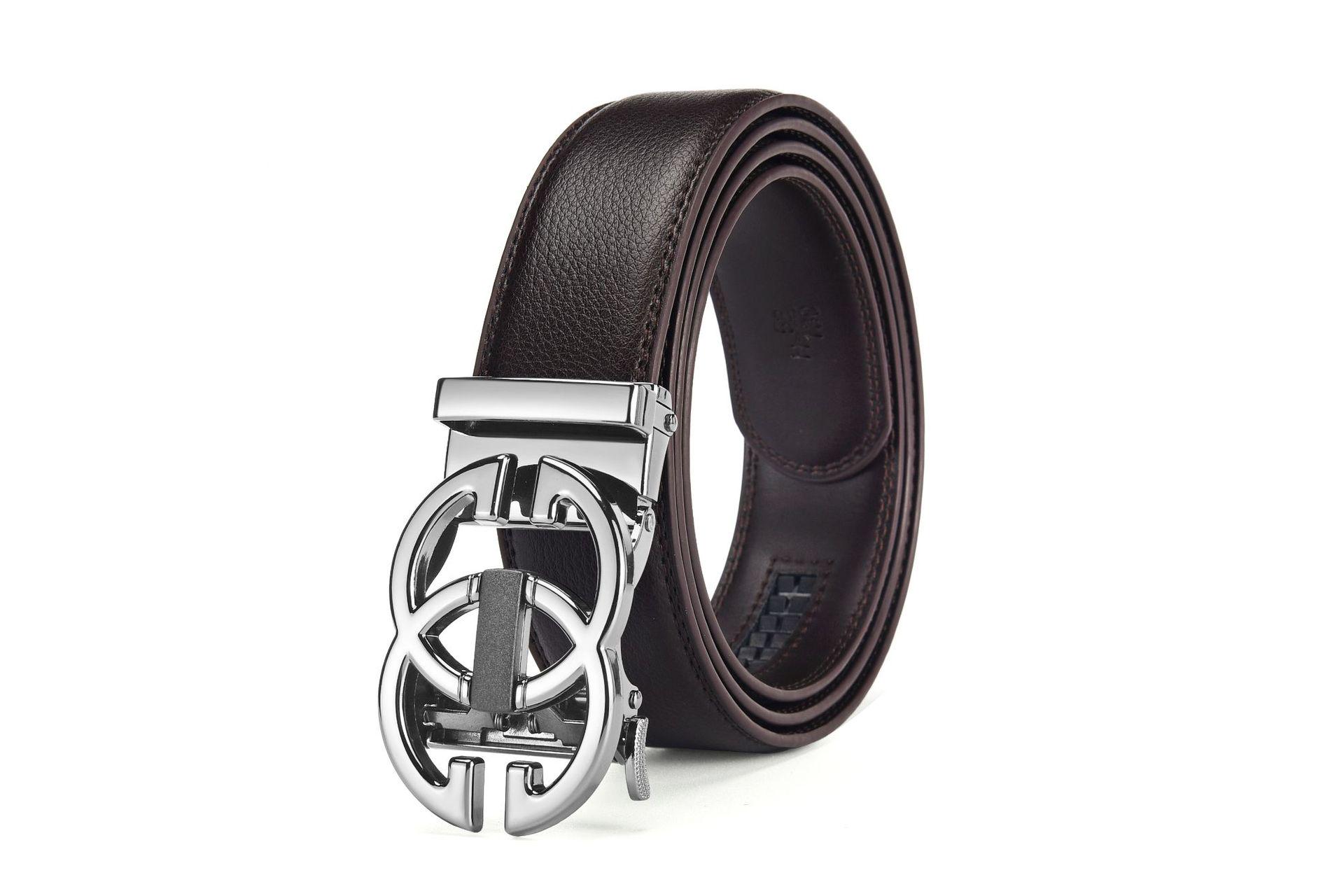 Hochwertiger vielseitiger Ledergürtel für Herren mit automatischer Legierungs-Schnalle - Lässiger Business-Stil 115 cm black