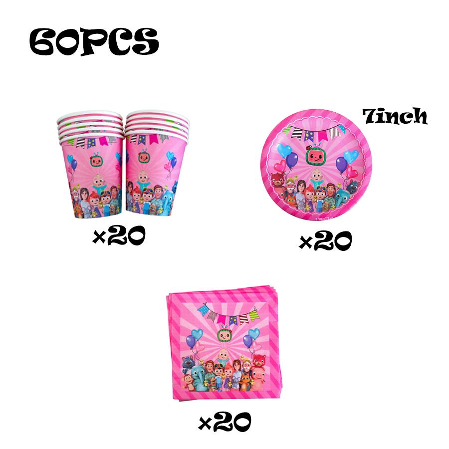 Cocomelon Birthday Party Decoration Tableware Tablecloth Napkins Plates Cups Party Favors Gift Bag Outdoor Wedding Party Decor