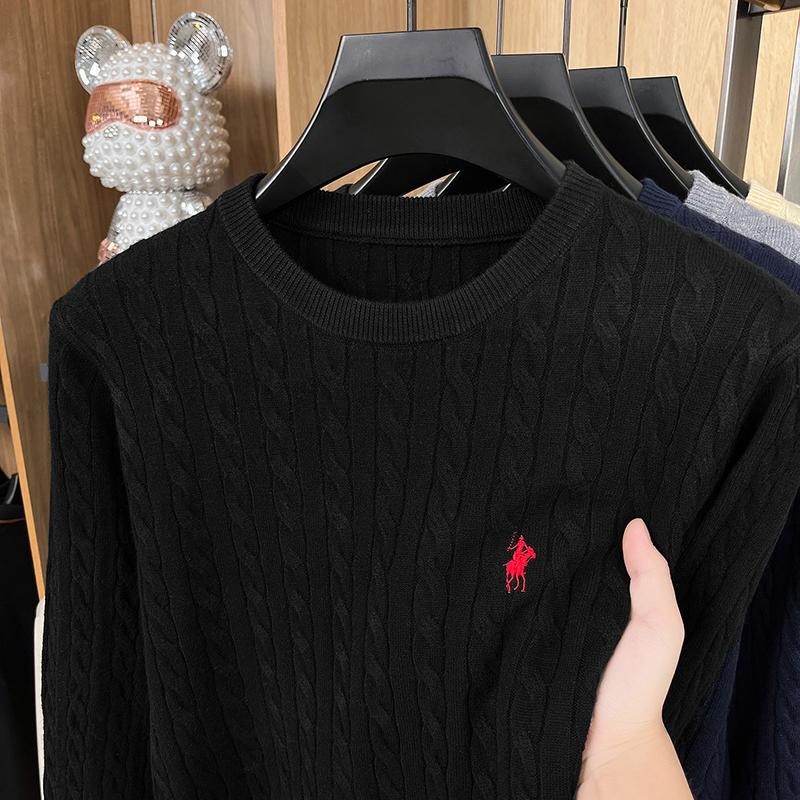 Autumn/Winter Anti Pilling Sweater Embroidered Fried Dough Twists Solid Long Sleeve Knit Sweater German Velvet Sweater