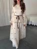 2025 Spring Socialite Flowy Long Sleeve Silky Dress for Women