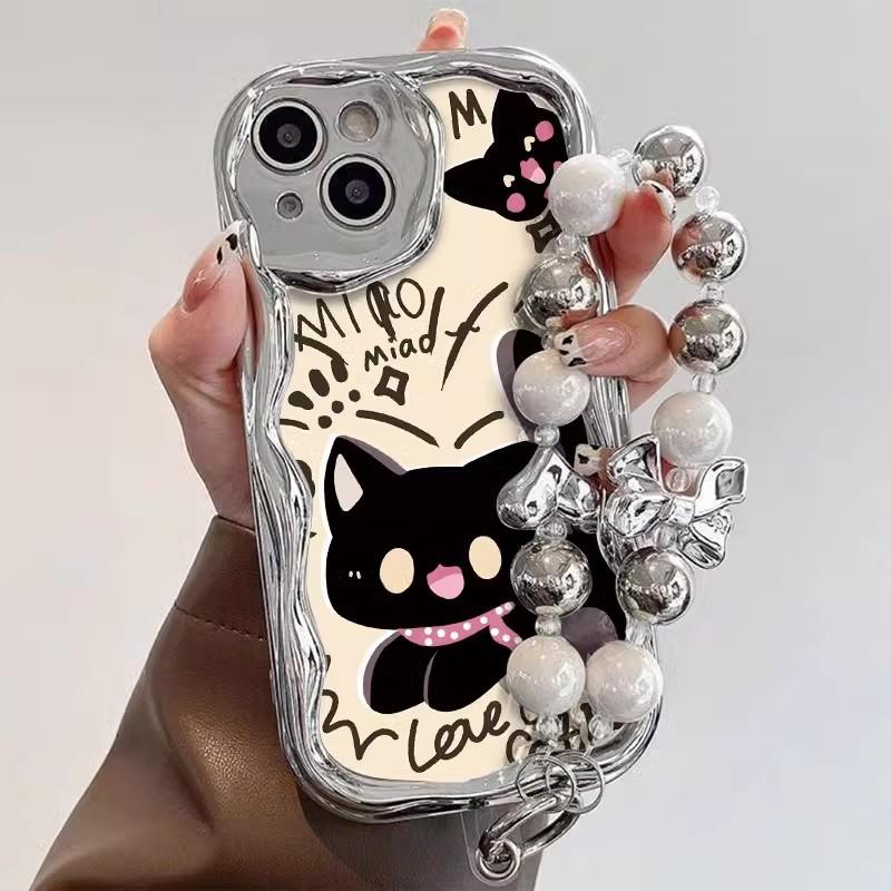 Electroplating Cartoon Black Cat Suitable for Apple 16 Mobile Phone Case New Iphone15promax Anti Fall 13 Personality 14